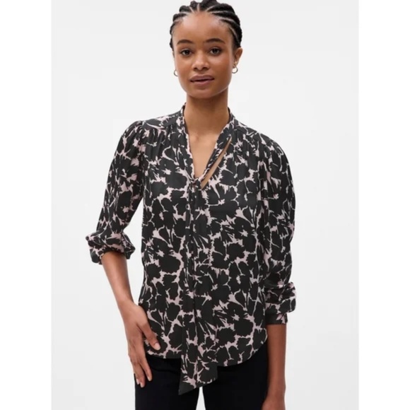 GAP Tops - Gap Worn Once Tie-neck Blouse Floral Print Small